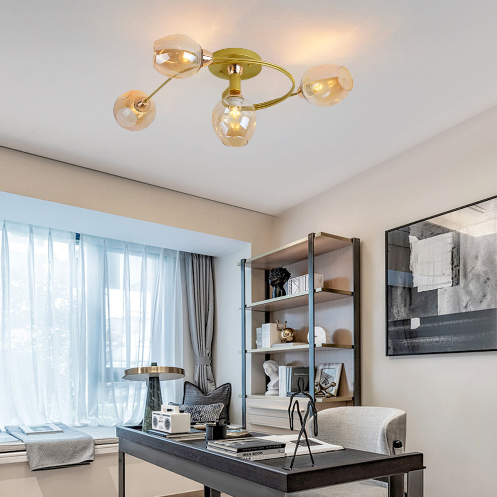 Kenzad | Modern Tornado Wave Glass Globe Flush Mount Ceiling Light