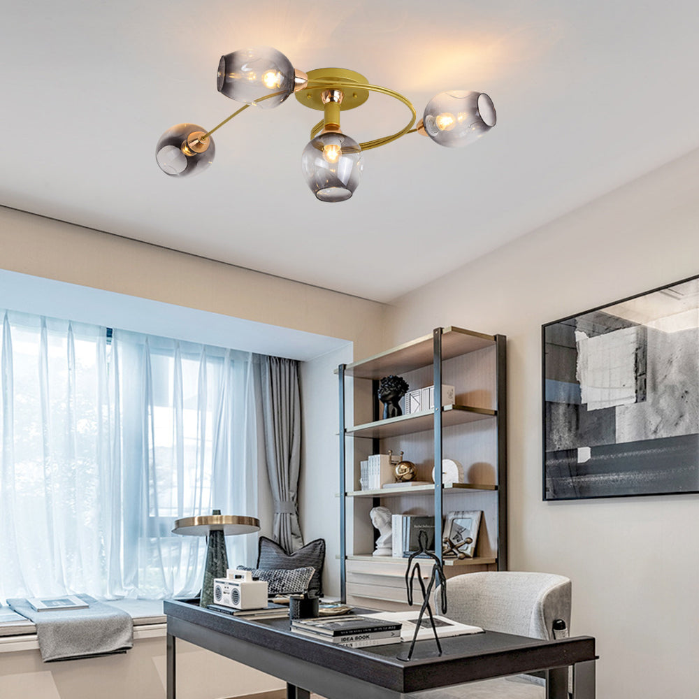 Kenzad | Modern Tornado Wave Glass Globe Flush Mount Ceiling Light