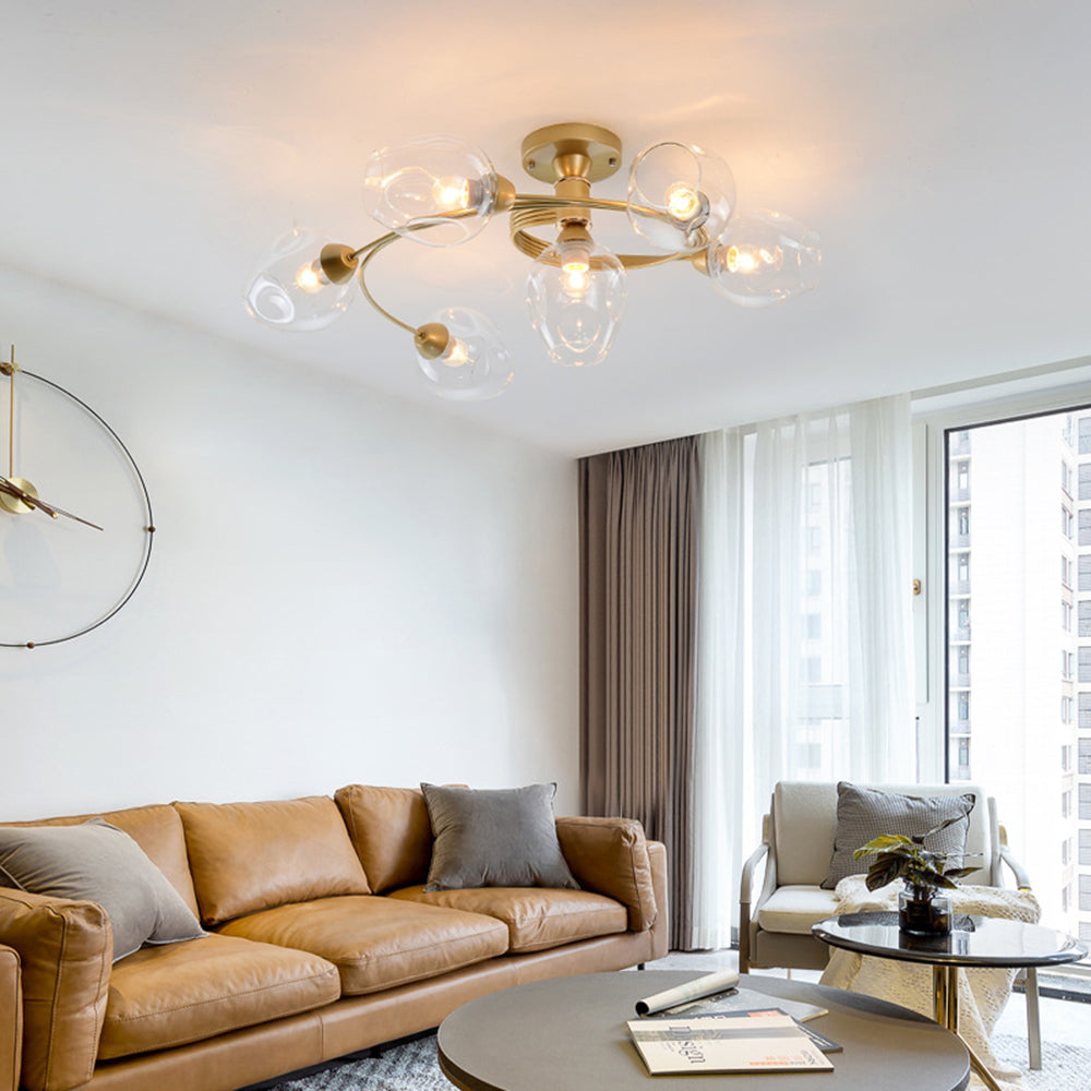 Kenzad | Modern Tornado Wave Glass Globe Flush Mount Ceiling Light