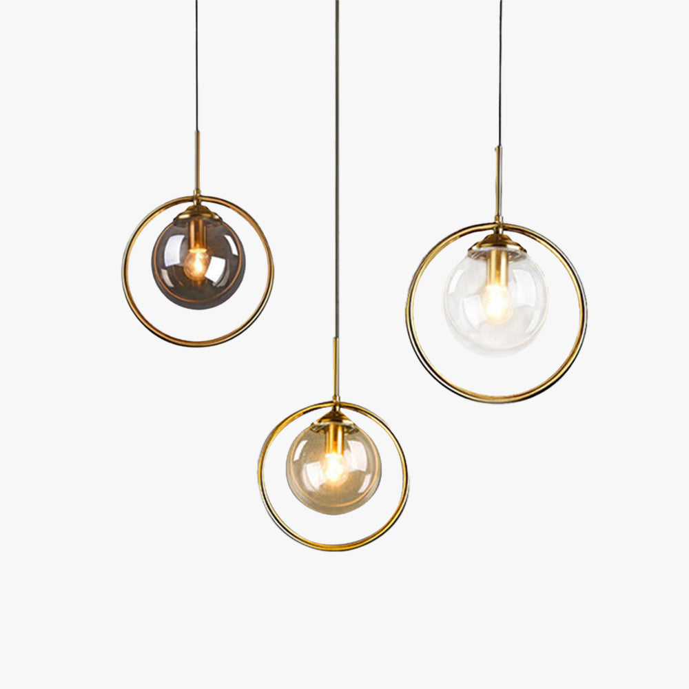 Luvie | Elegant Glass Globe Pendant Light with Stylish Metal Ring