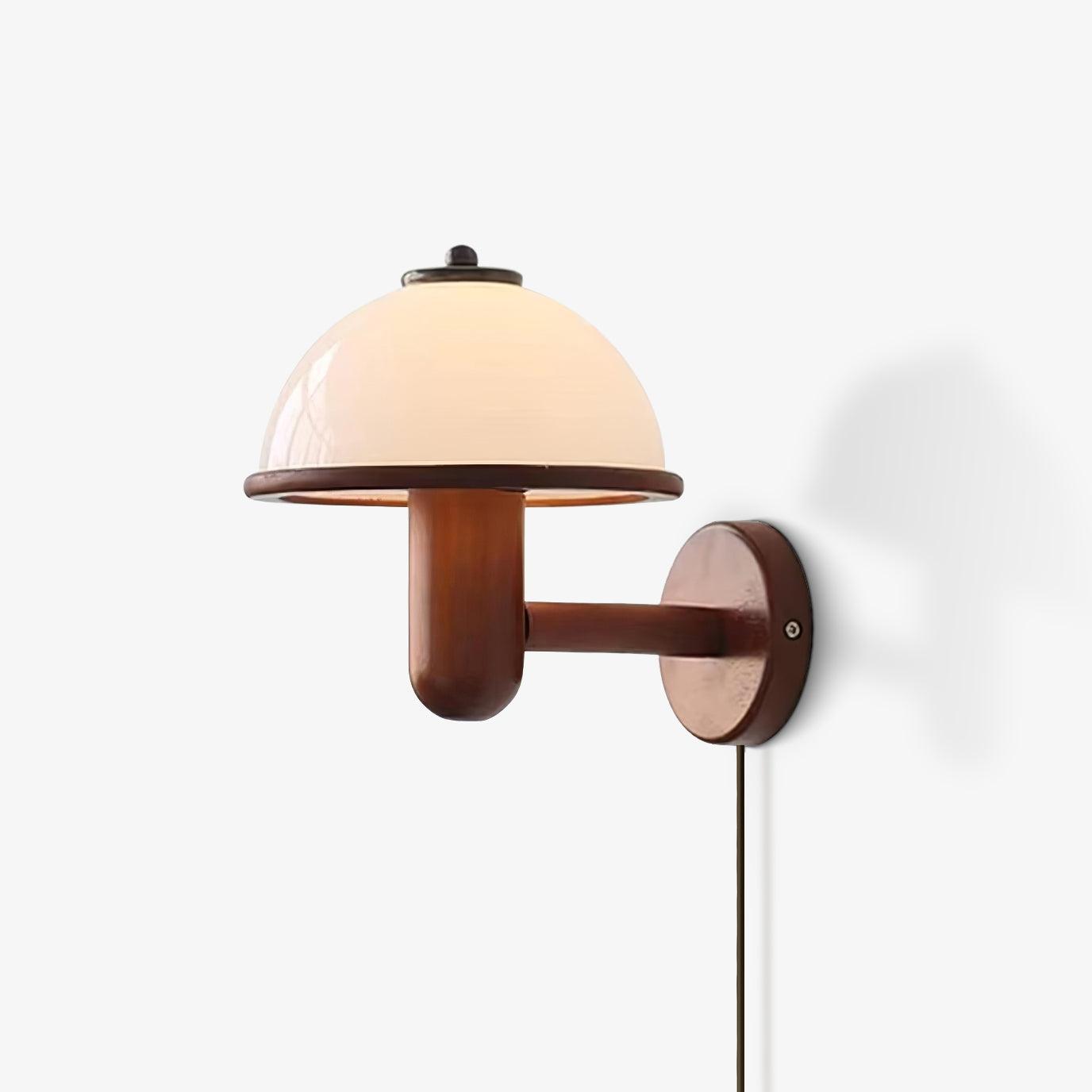 Belmontis | Mushroom Silhouette Curved Wooden Shade Wall Light