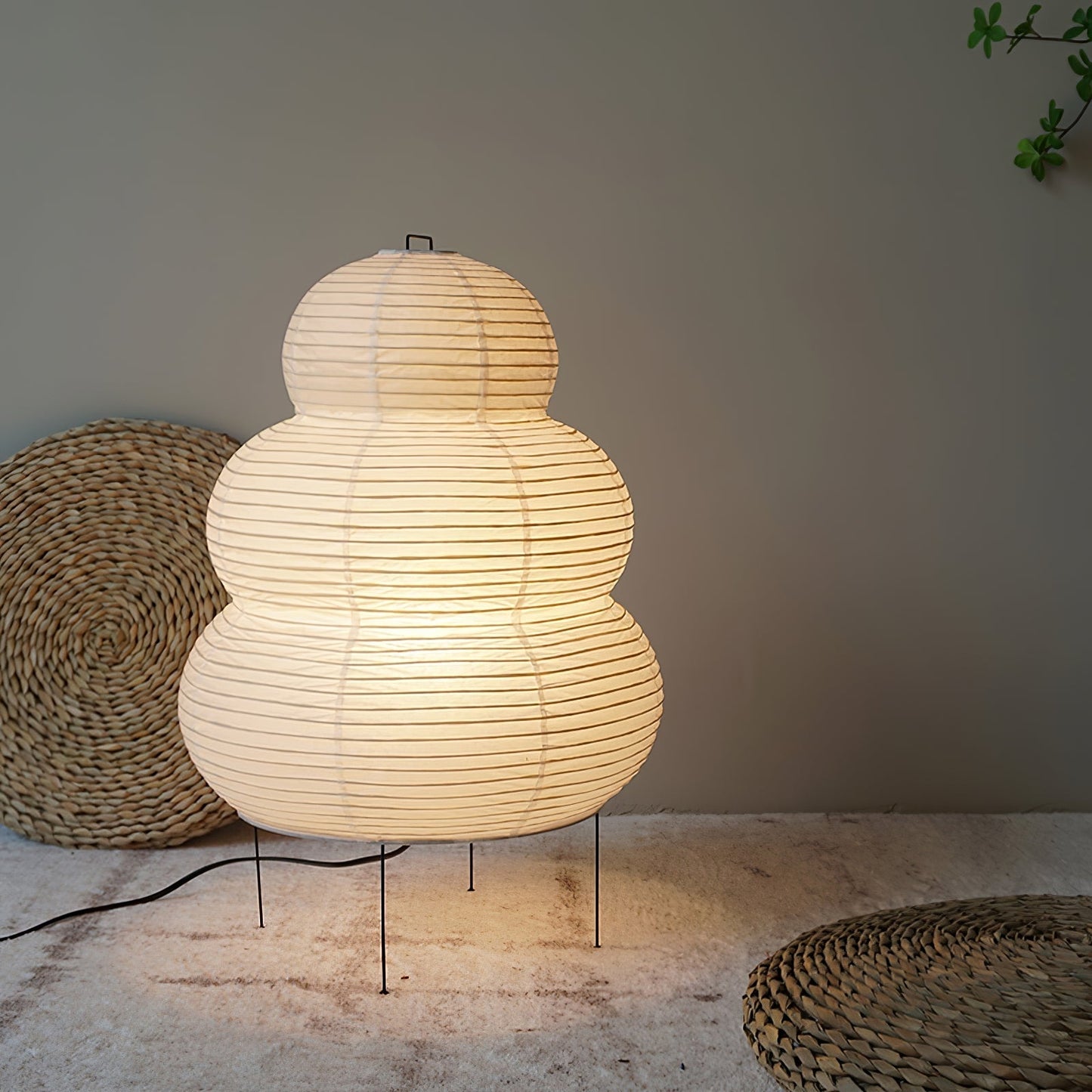 Kryntaleo | Japanese Ribbed Bamboo Silhouette Oriental Accent Table Lamp