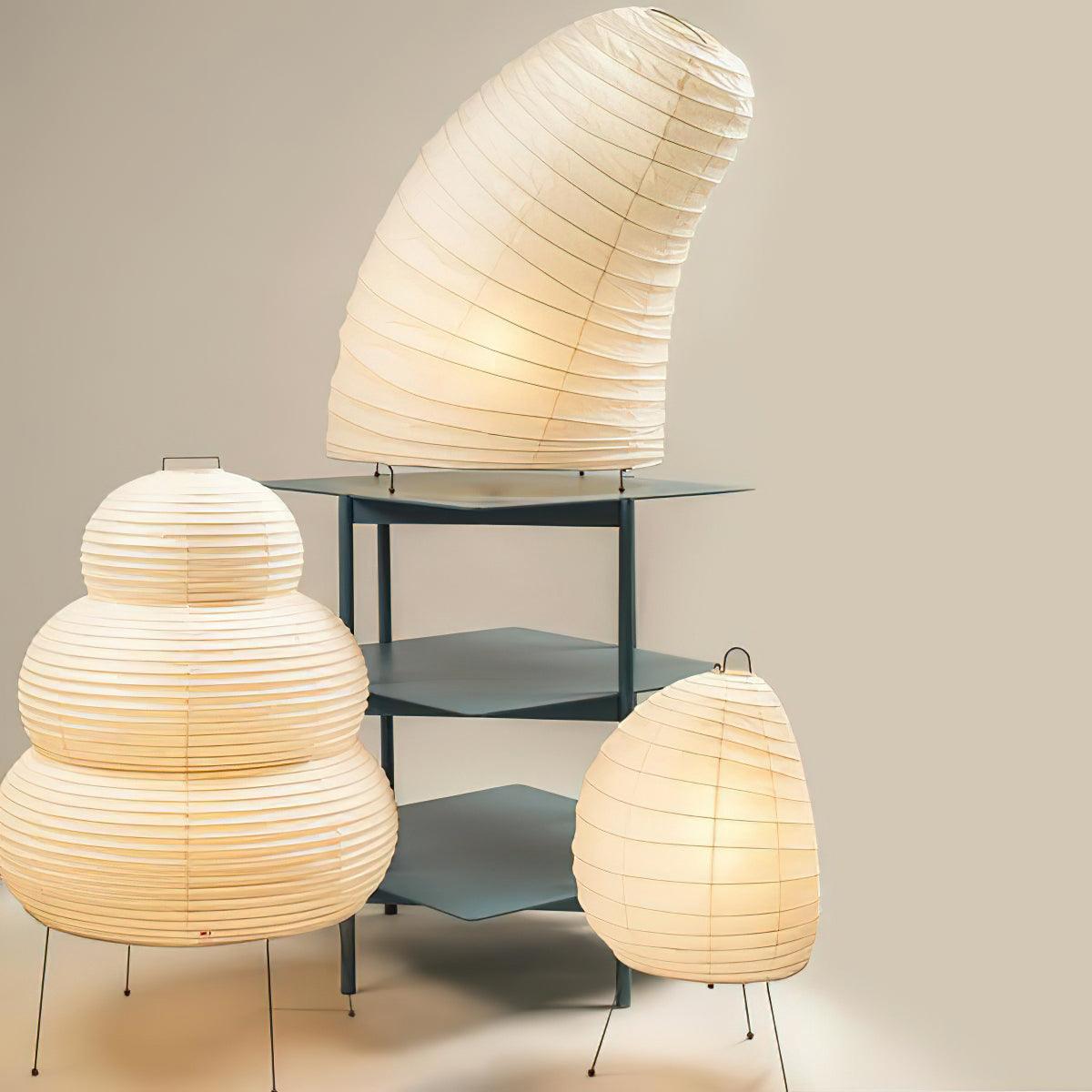Kryntaleo | Japanese Ribbed Bamboo Silhouette Oriental Accent Table Lamp