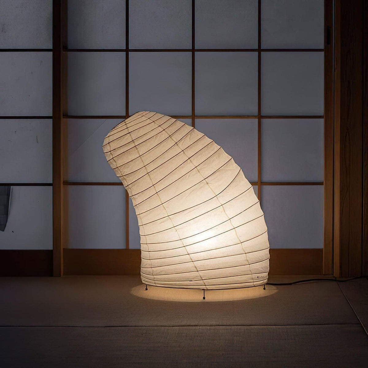 Kryntaleo | Japanese Ribbed Bamboo Silhouette Oriental Accent Table Lamp