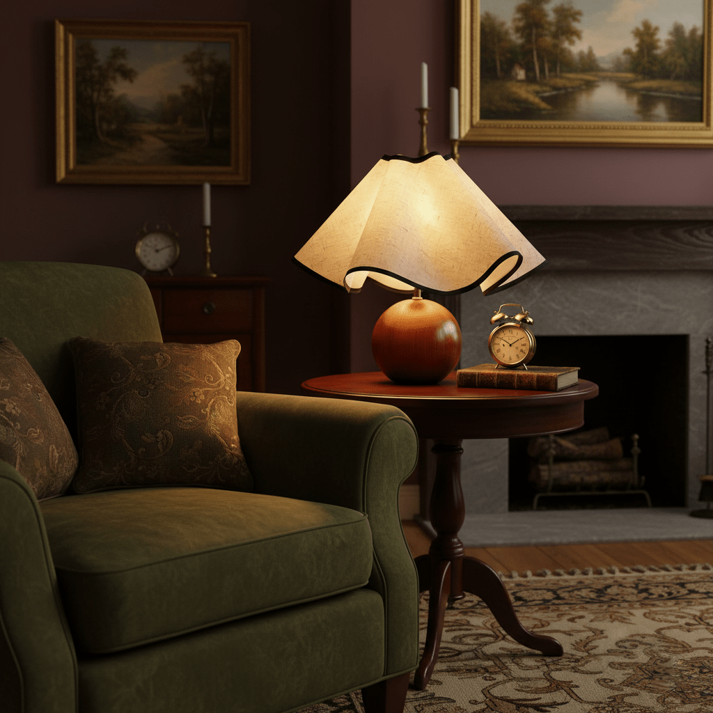 Meriloch | Sculptural Wave Fabric Wooden Base Table Lamp