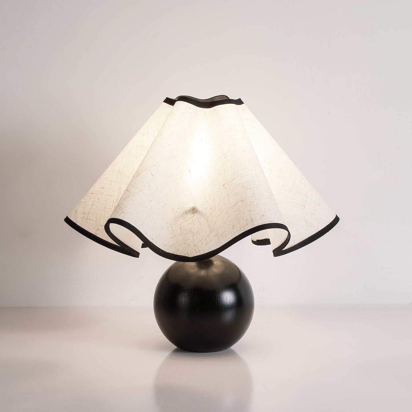 Meriloch | Sculptural Wave Fabric Wooden Base Table Lamp