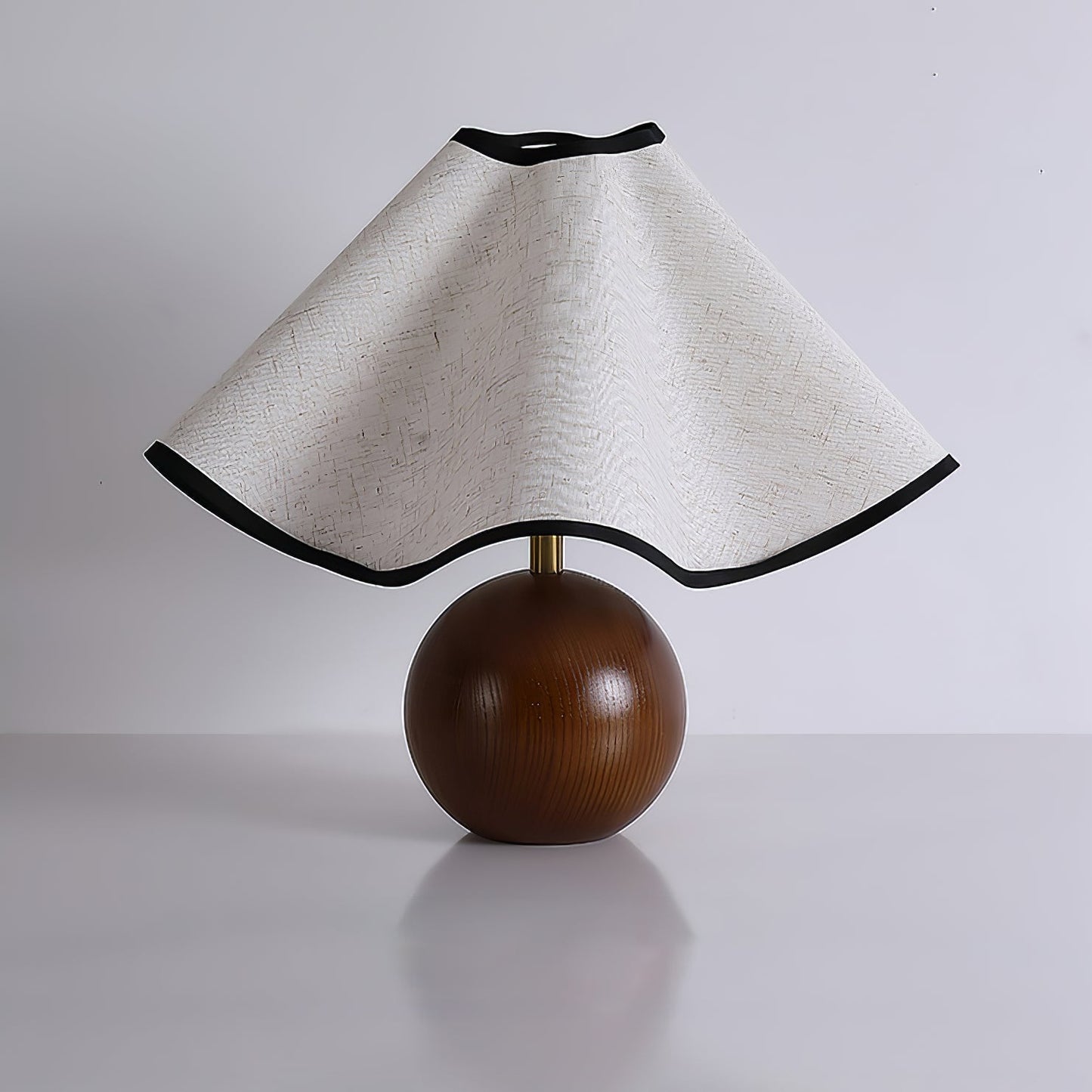 Meriloch | Sculptural Wave Fabric Wooden Base Table Lamp
