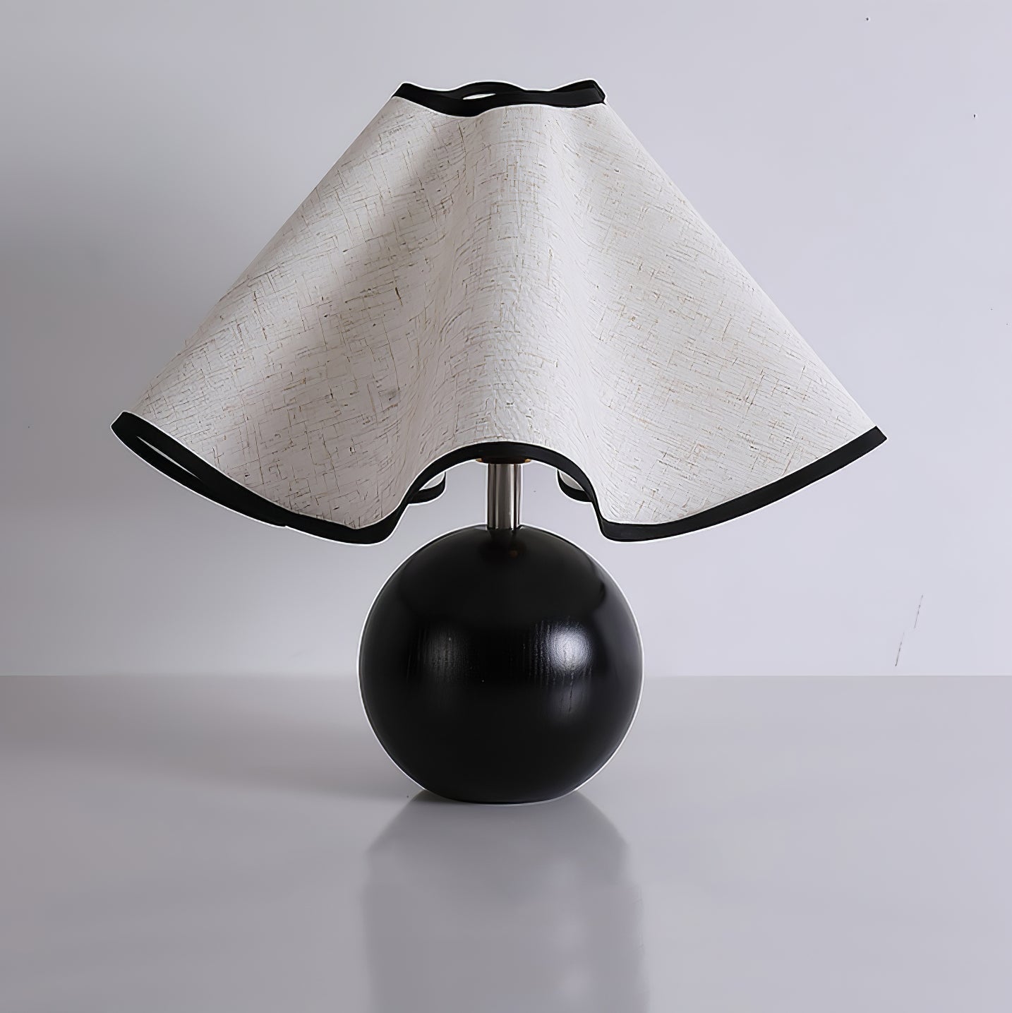 Meriloch | Sculptural Wave Fabric Wooden Base Table Lamp