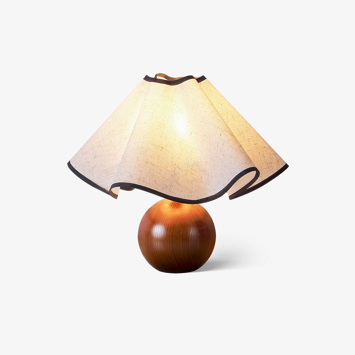 Meriloch | Sculptural Wave Fabric Wooden Base Table Lamp