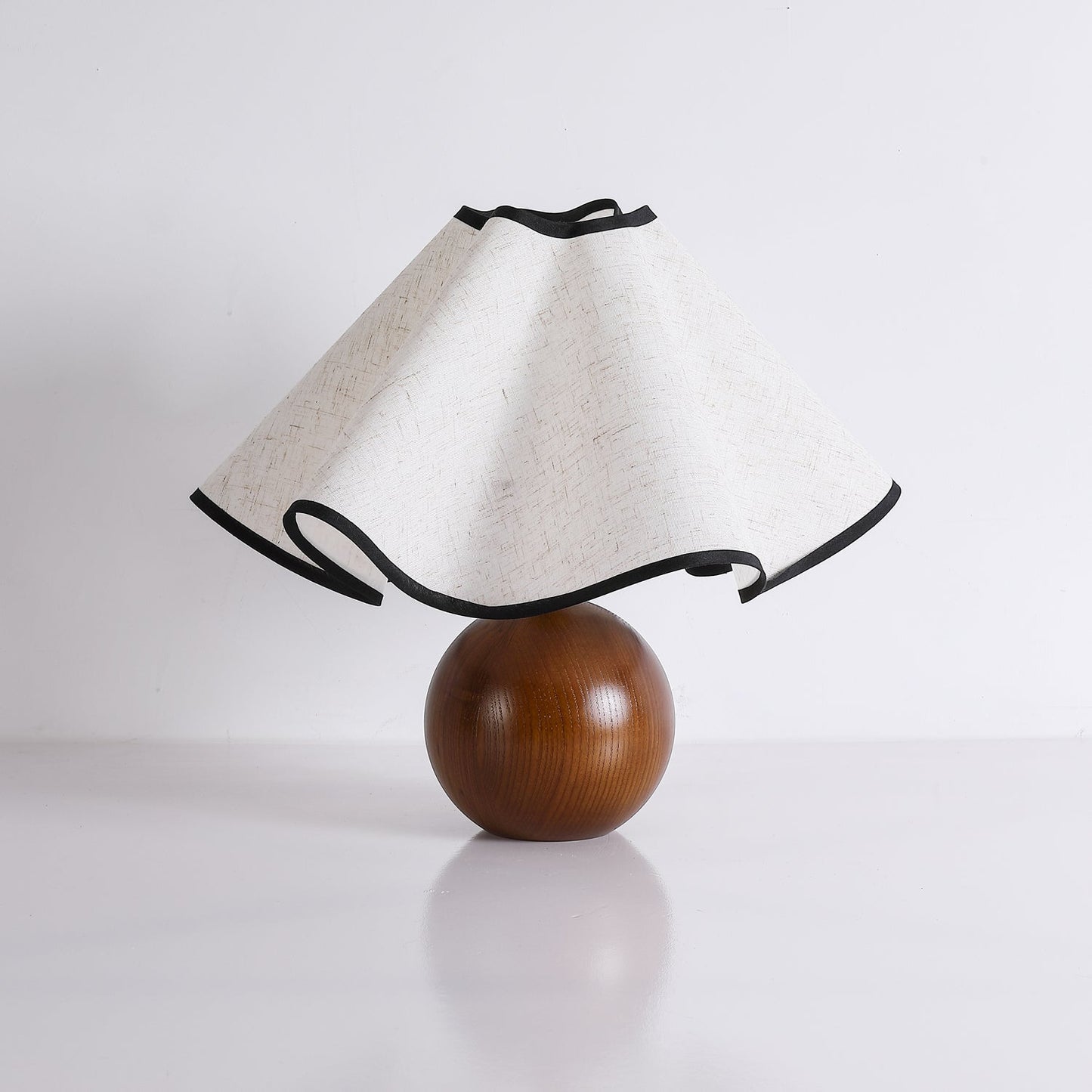 Meriloch | Sculptural Wave Fabric Wooden Base Table Lamp