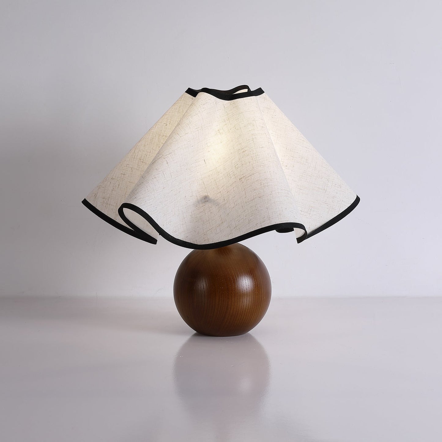 Meriloch | Sculptural Wave Fabric Wooden Base Table Lamp