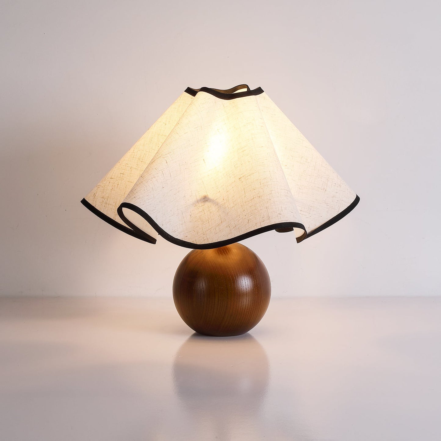 Meriloch | Sculptural Wave Fabric Wooden Base Table Lamp