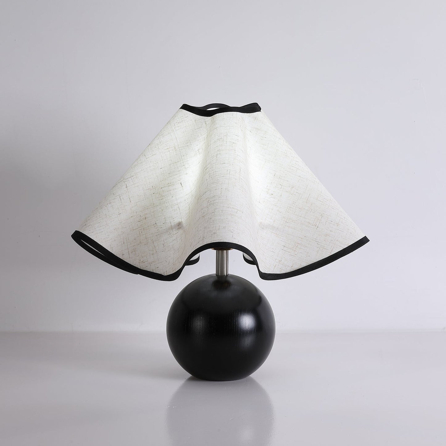 Meriloch | Sculptural Wave Fabric Wooden Base Table Lamp