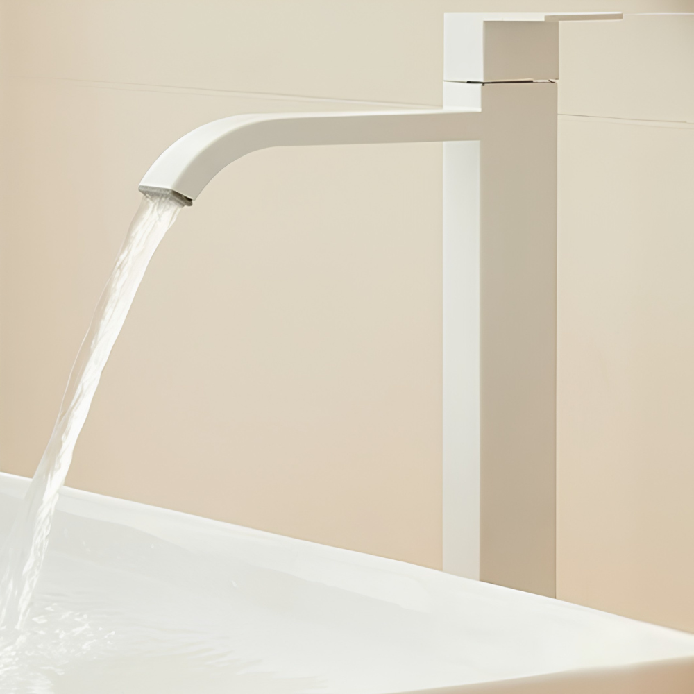 Lyskalla | Modern Curved Waterfall Spout Bathroom Sink Tap
