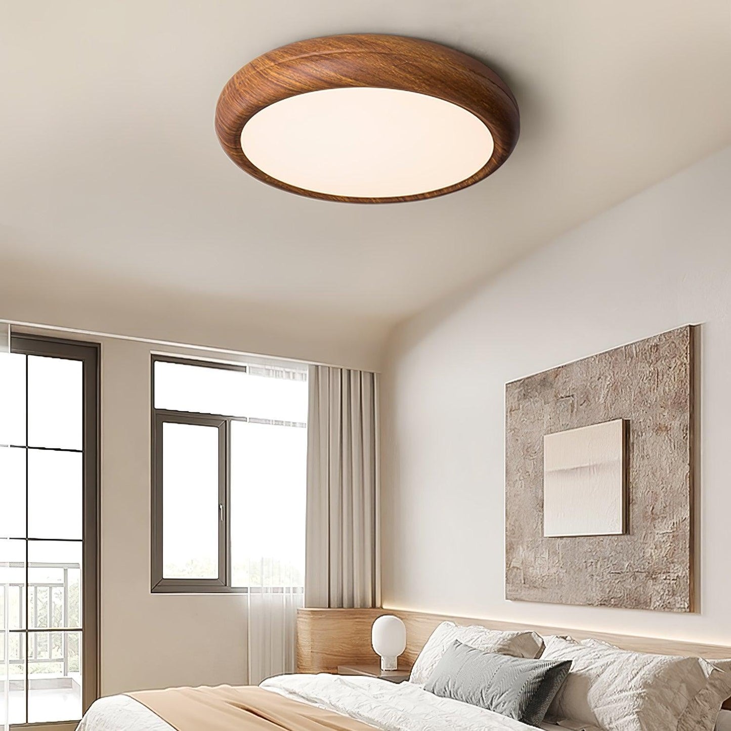 Liro | Elegant Round Wood Grain Flush Mount Ceiling Light
