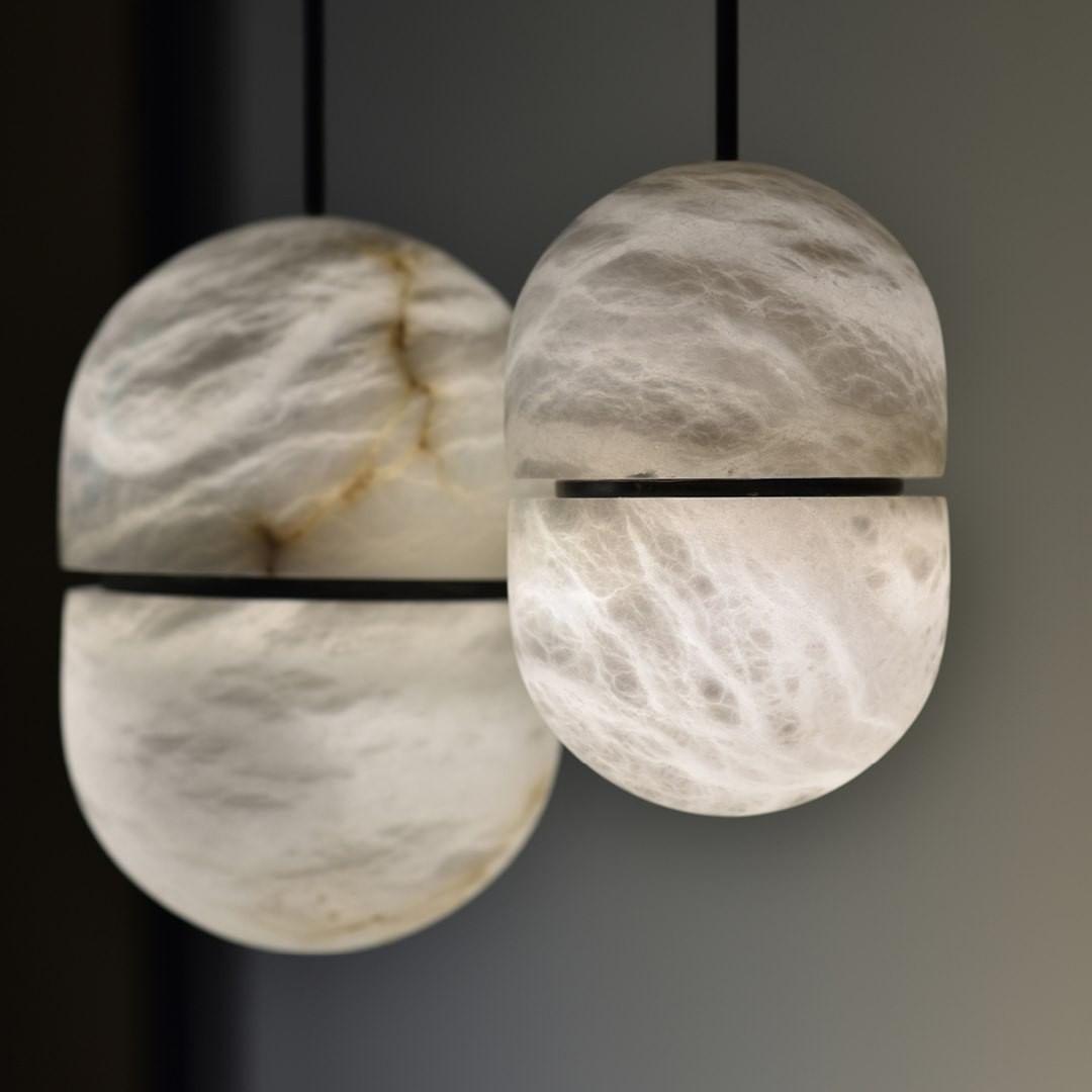 Caythos | Sculptural Capsule Alabaster Stone Pendant Light