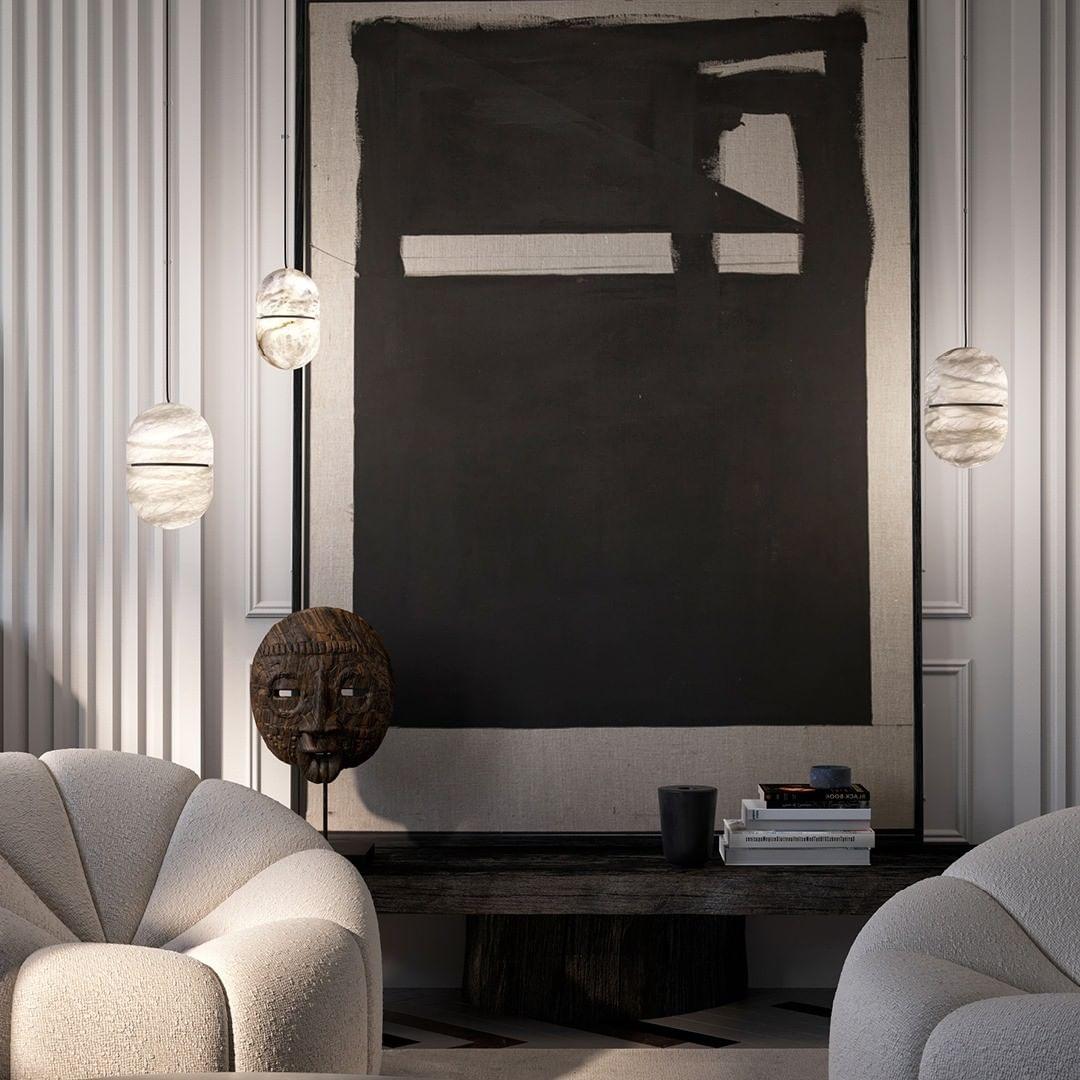 Caythos | Sculptural Capsule Alabaster Stone Pendant Light