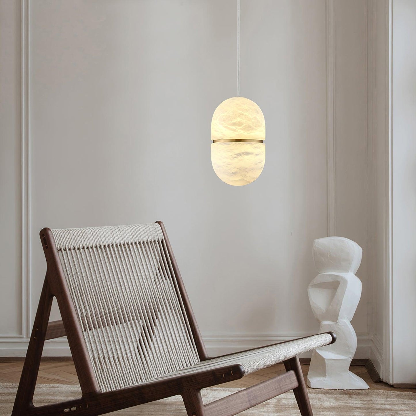 Caythos | Sculptural Capsule Alabaster Stone Pendant Light