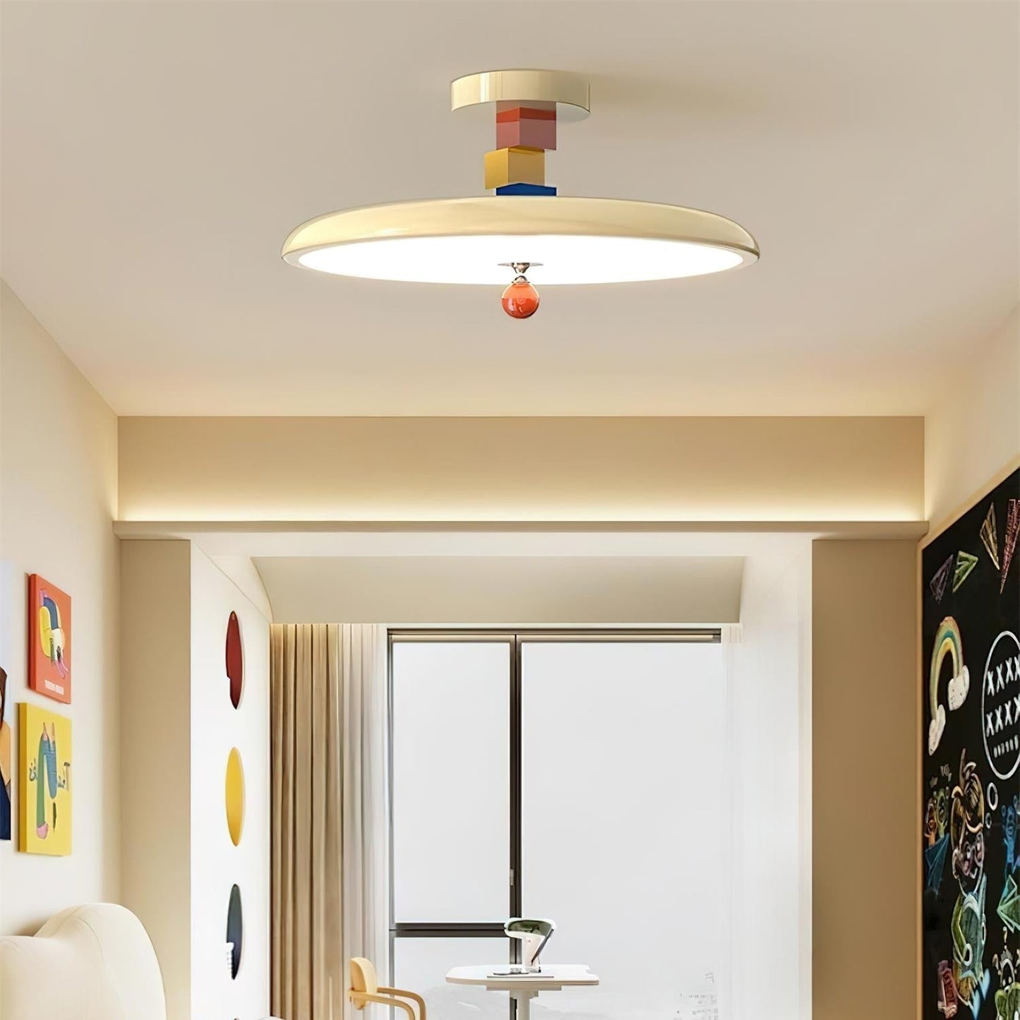 Luvara | Playful Geometric Halo Acrylic Flush Mount Ceiling Light