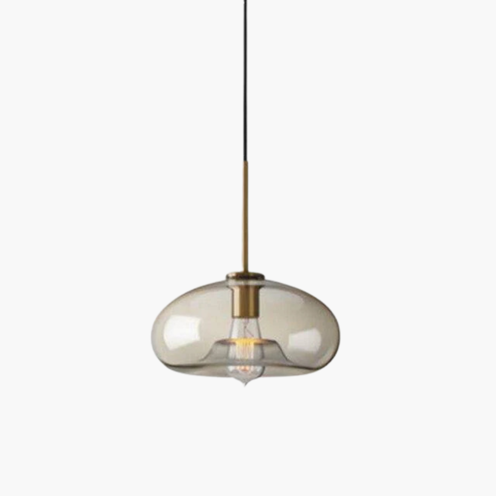 Zephirum | Ribbed Amber Glass Industrial Style Pendant Light