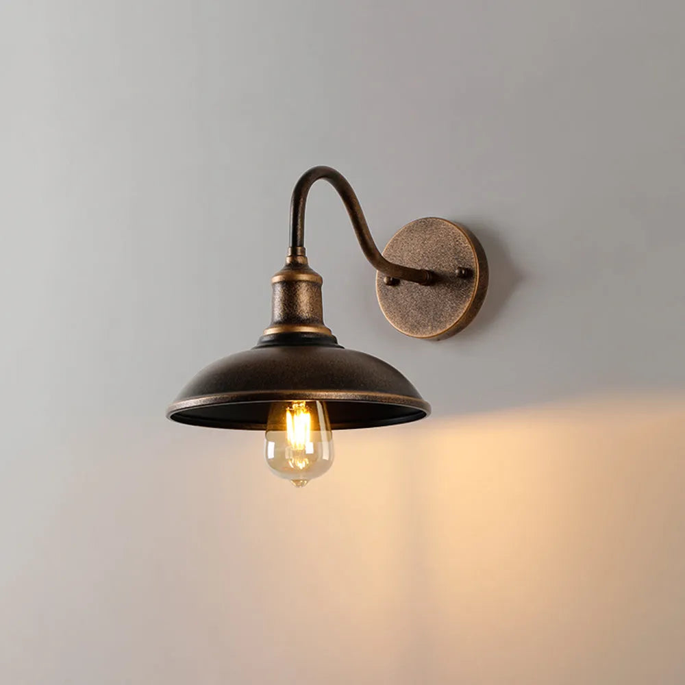 Eldenstyr | Vintage Bowl Silhouette Rustic Metal Sconce Wall Light
