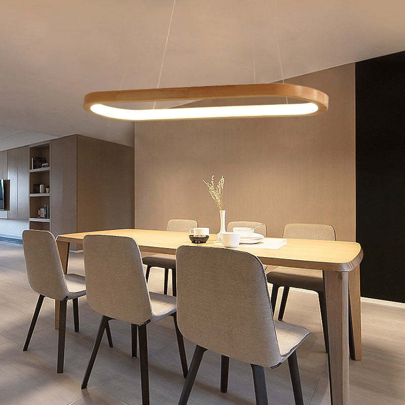 Luvia | Nordic Minimalist Oval Timber Pendant Light