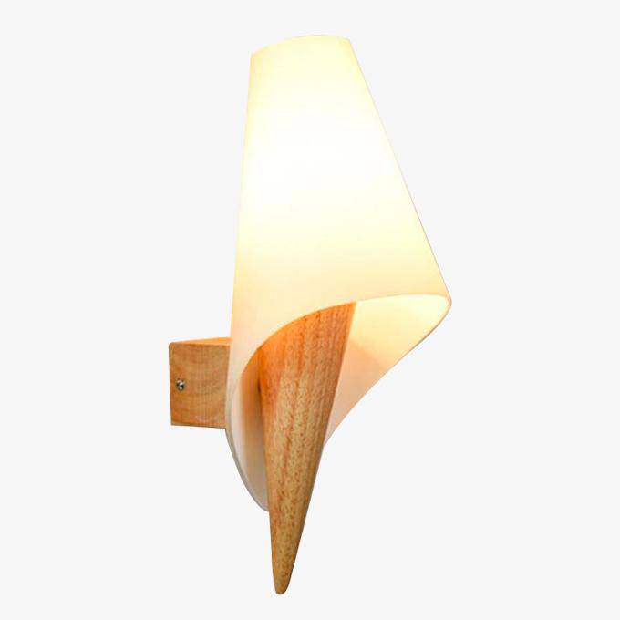 Belthrum | Minimalist Rounded Cone Timber Frosted Glass Wall Light