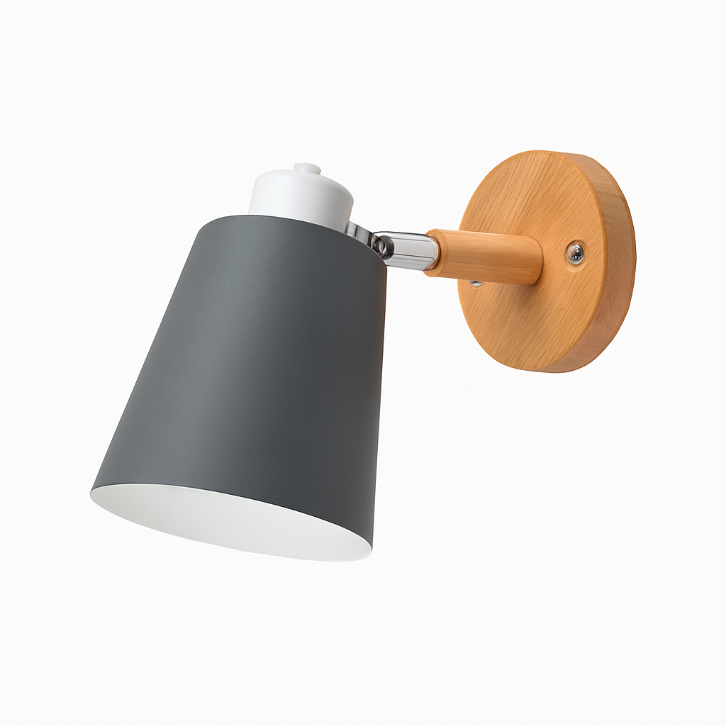 Velmoria | Adjustable LED Metal Wall Light With Wooden Mount