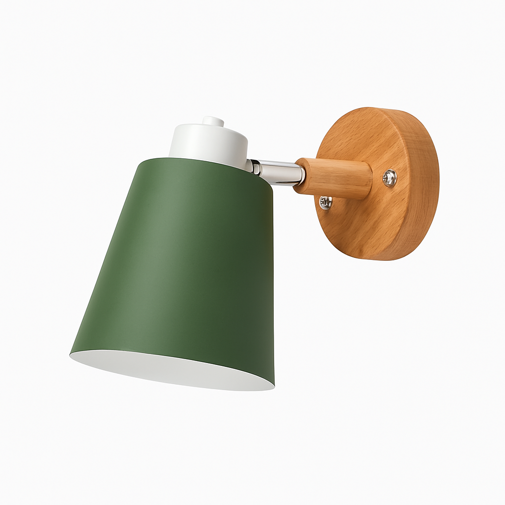 Velmoria | Adjustable LED Metal Wall Light With Wooden Mount