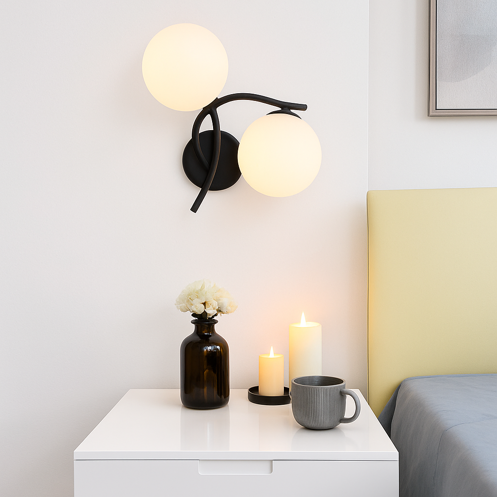 Kynthell | Minimalist Intersecting Sculptural Glass Globe Wall Light