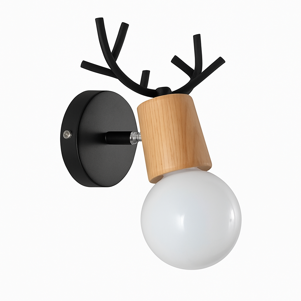 Virello | Sculpted Deer Antler Wood and Metal Modern Wall Light