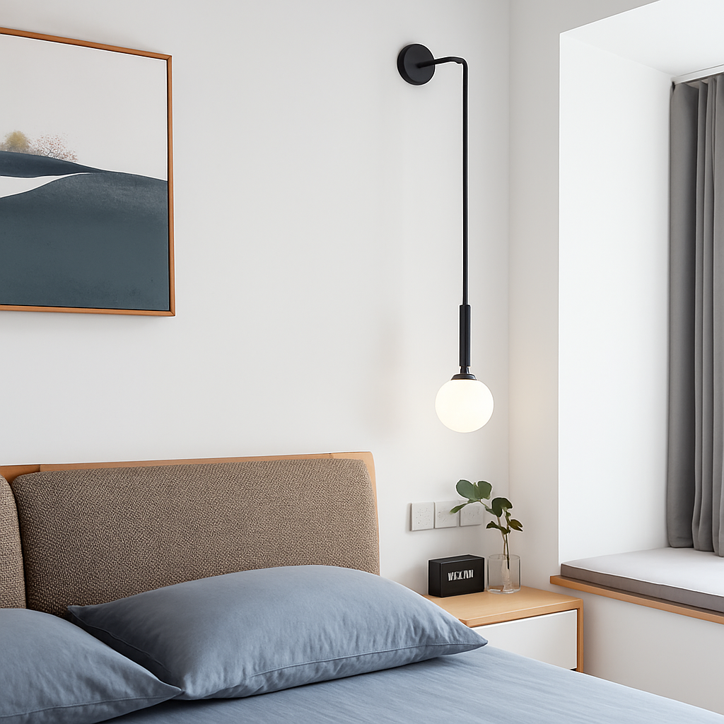 Velentia | Minimalist Frosted Sphere Nordic Glass Wall Light