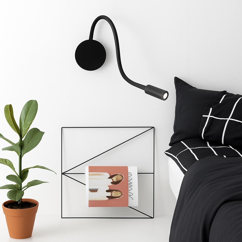 Delvoryn | Minimalist Adjustable Gooseneck Reading Wall Light
