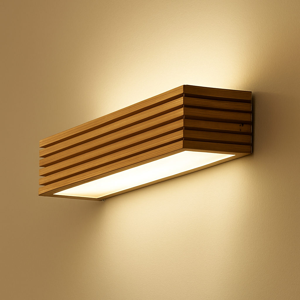 Verqyra | Rectangular Carved Wood Modern Wall Light Fixture