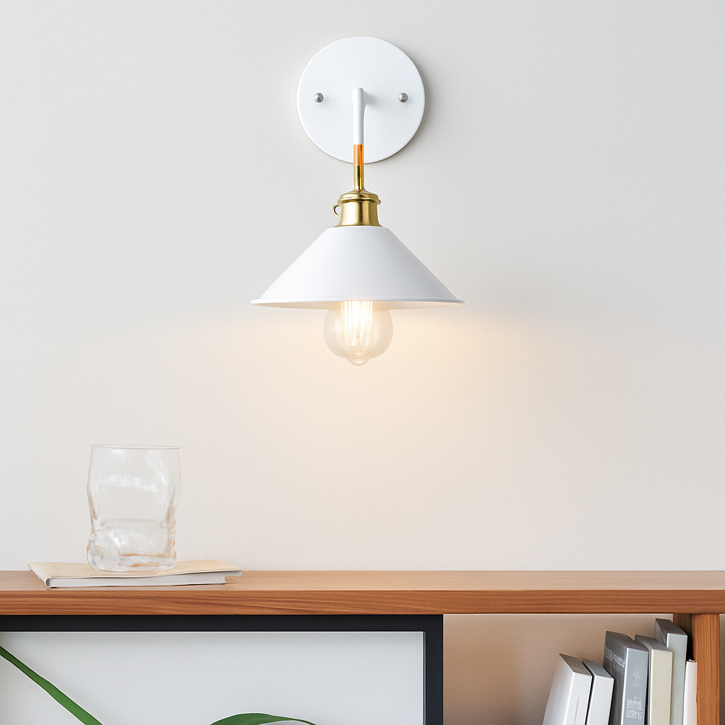 Velmory | Vintage Painted Metal Downward Shade Modern Wall Light