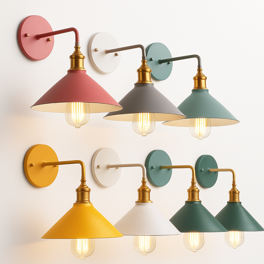 Velmory | Vintage Painted Metal Downward Shade Modern Wall Light