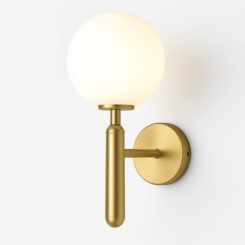 Belgracia | Geometric Orb Transparent Shade Plated Iron Wall Light