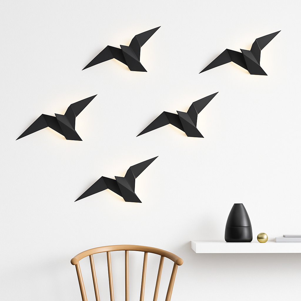 Zeyvori | Elegant Origami Bird Sculptural Metal Wall Light