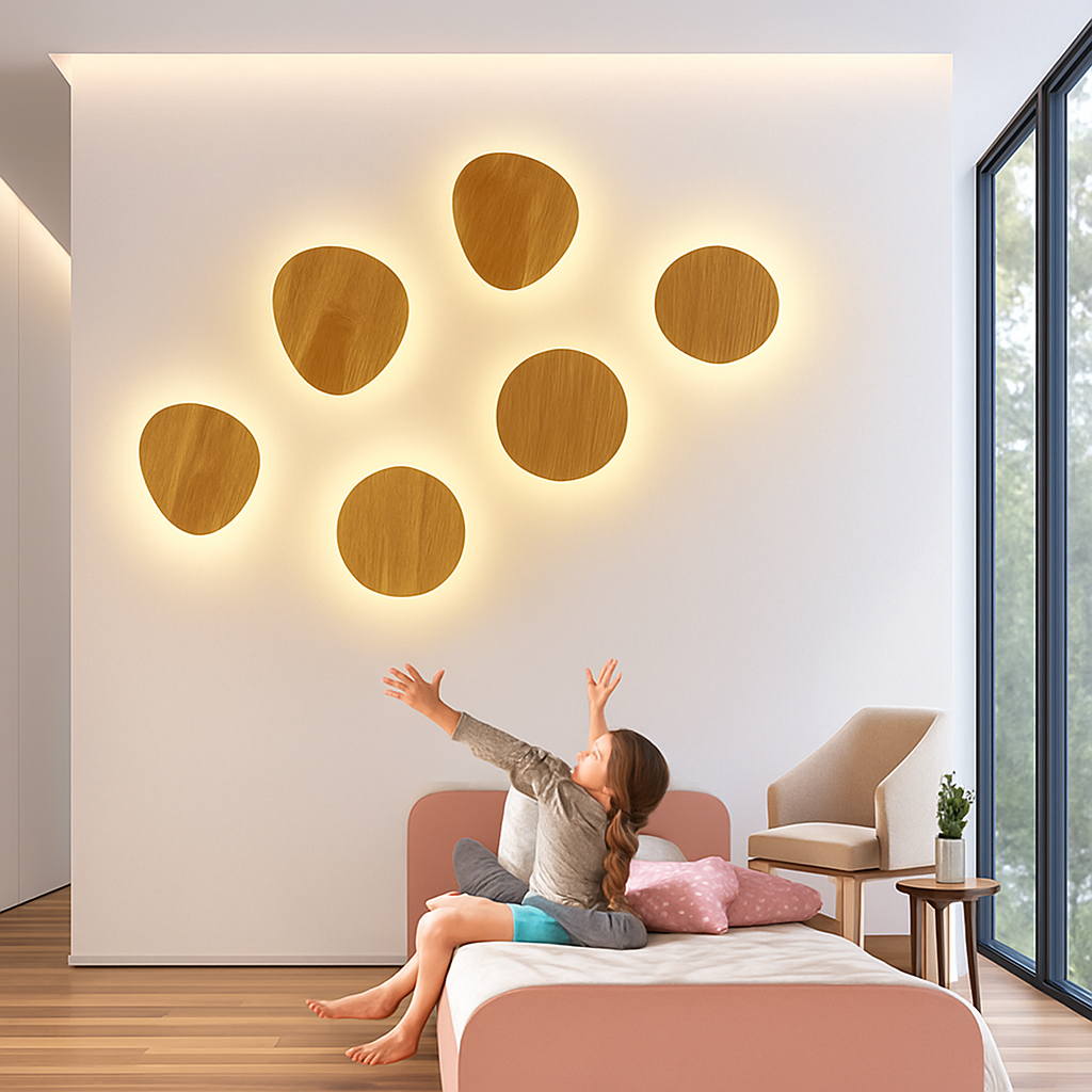 Velithen | Scandinavian Oval Wood Up Down Glass Wall Light