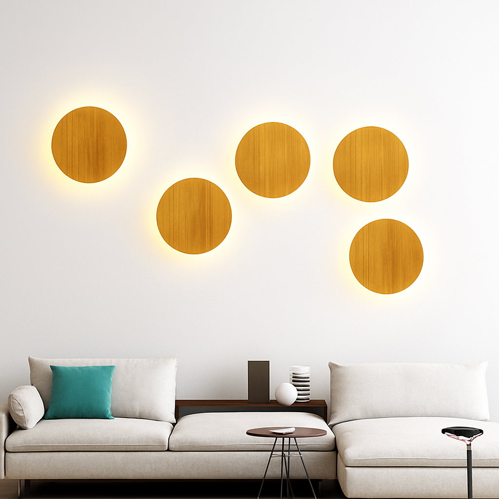 Velithen | Scandinavian Oval Wood Up Down Glass Wall Light
