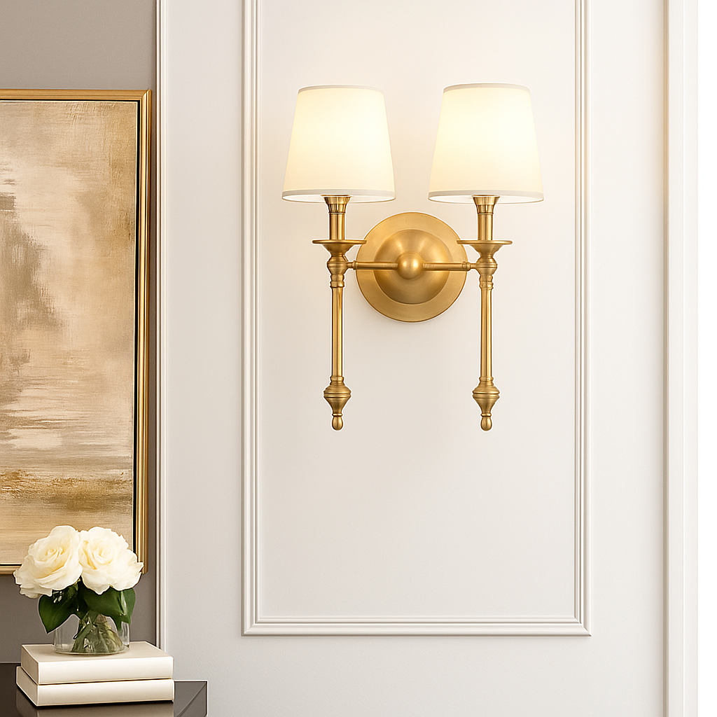 Kelmscott | Contemporary Fluted Metal Wall Light with Fabric Shade
