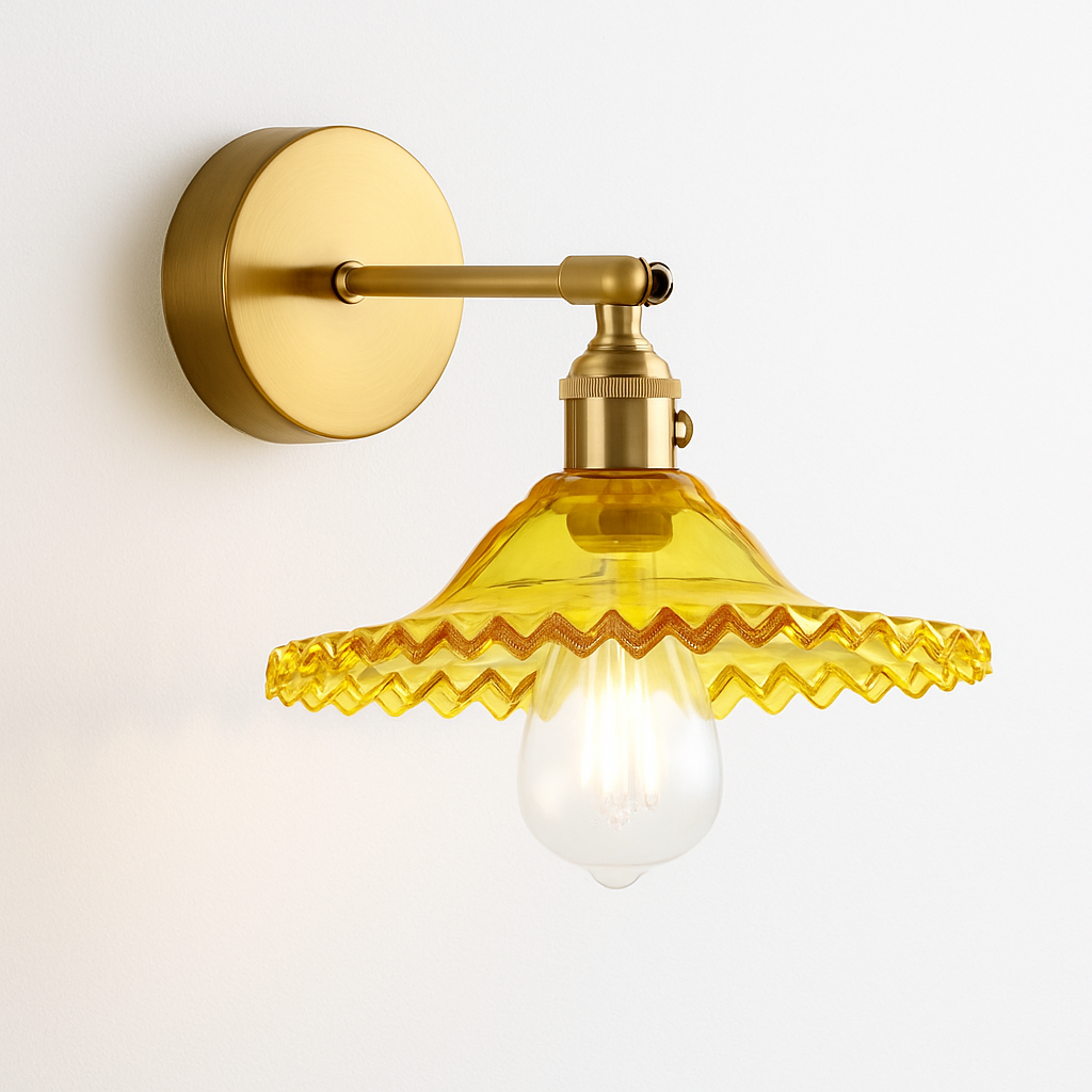 Kelviane | Vintage Art Deco Brass Glass Shade Wall Light