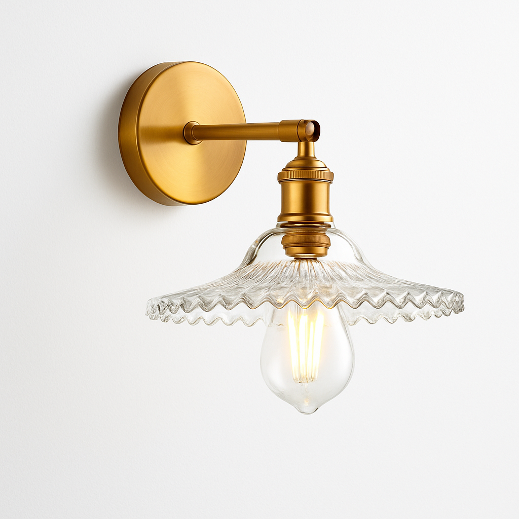 Kelviane | Vintage Art Deco Brass Glass Shade Wall Light