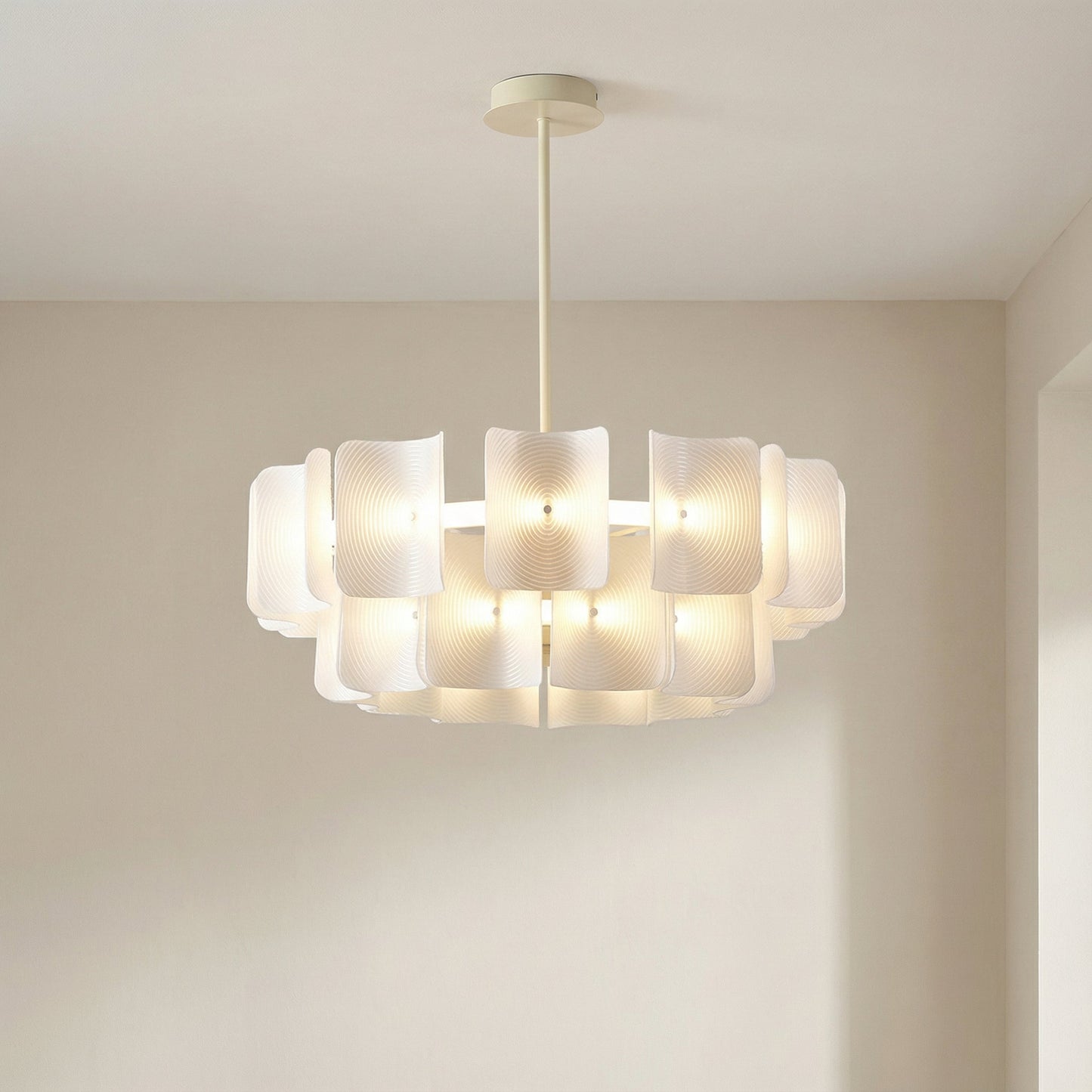 Lunaria | Modern Layered Acrylic Curved Panel Wabi Sabi Chandelier