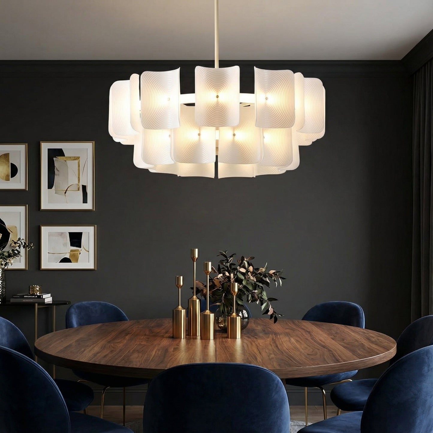 Lunaria | Modern Layered Acrylic Curved Panel Wabi Sabi Chandelier