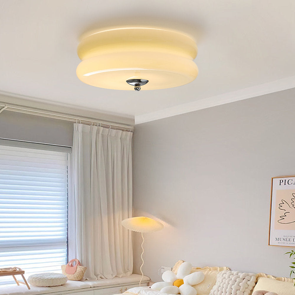 Crema | Vintage Cream Glass Flush Mount Ceiling Light