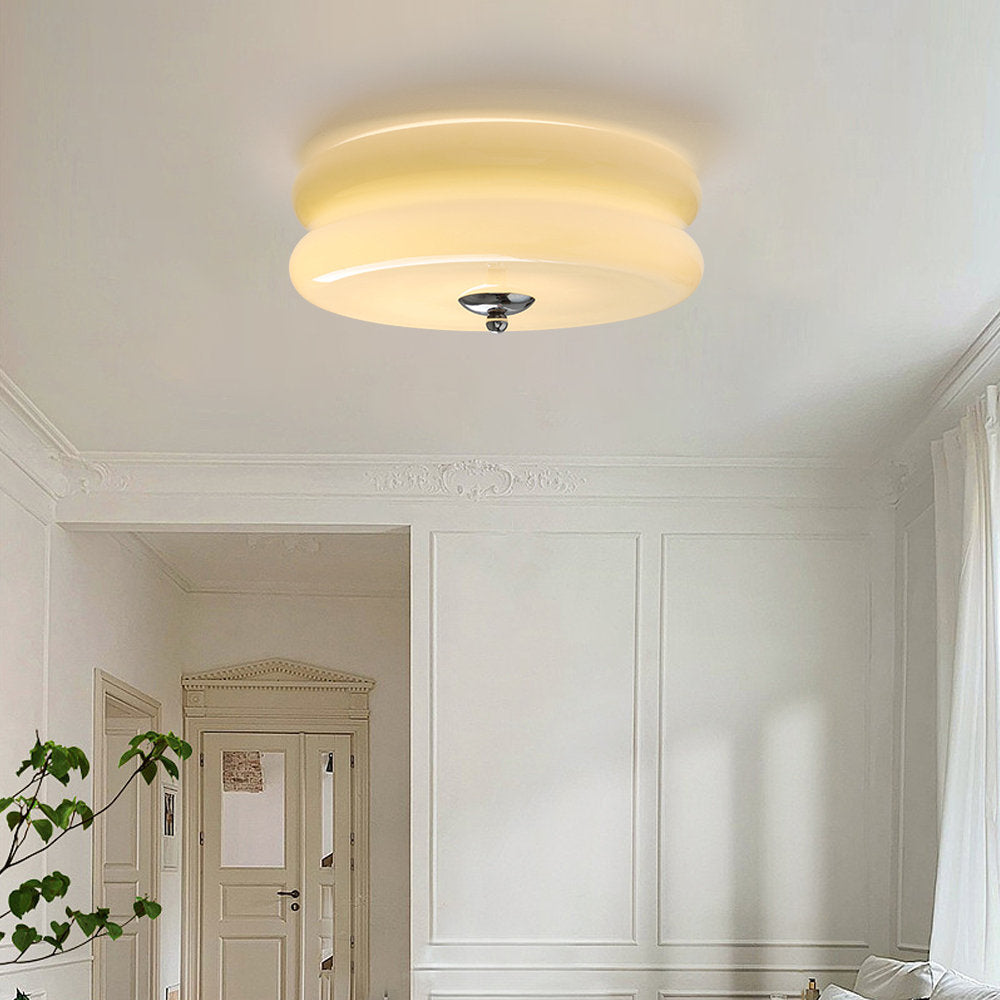 Crema | Vintage Cream Glass Flush Mount Ceiling Light