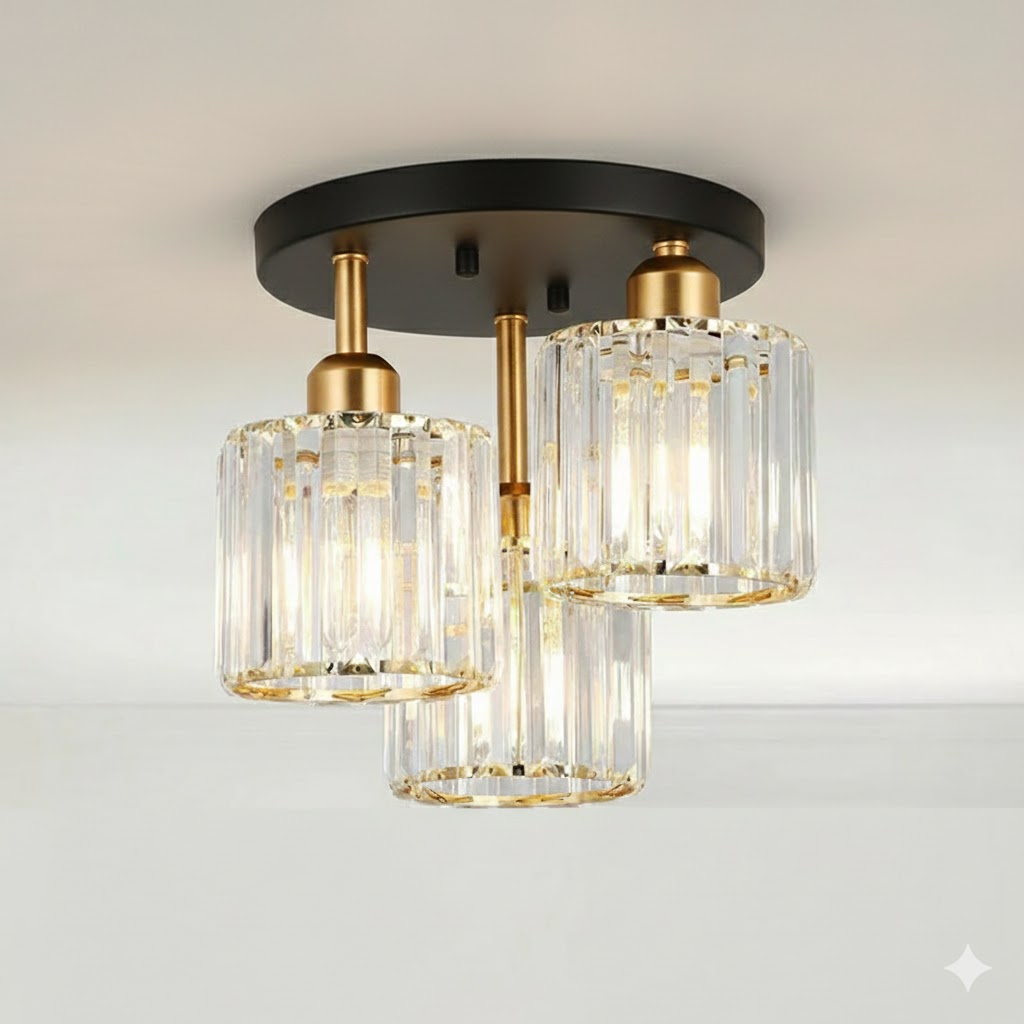 Luminera | Elegant Crystal Glass Semi Flush Ceiling Light