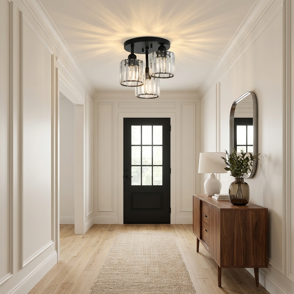 Luminera | Elegant Crystal Glass Semi Flush Ceiling Light