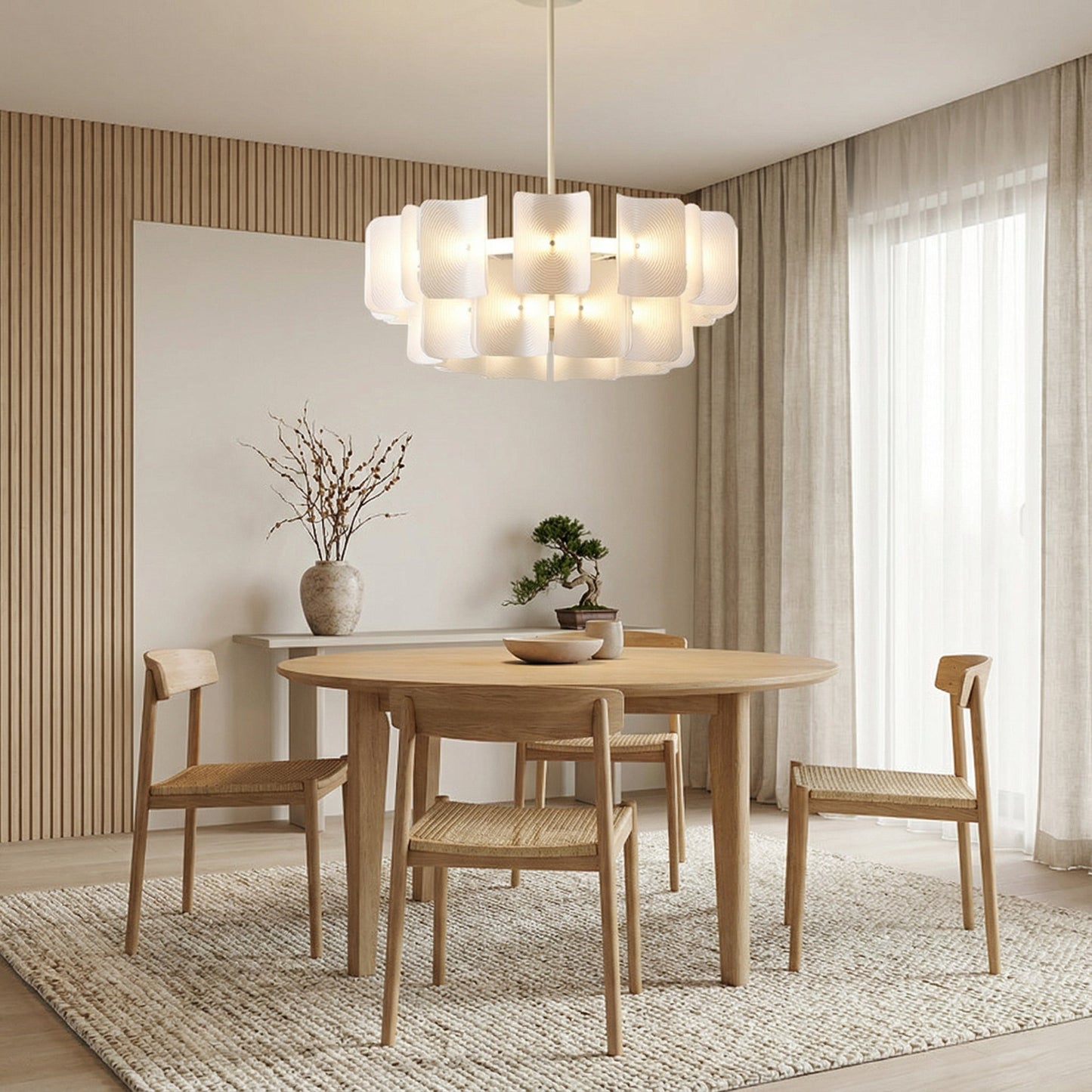 Lunaria | Modern Layered Acrylic Curved Panel Wabi Sabi Chandelier